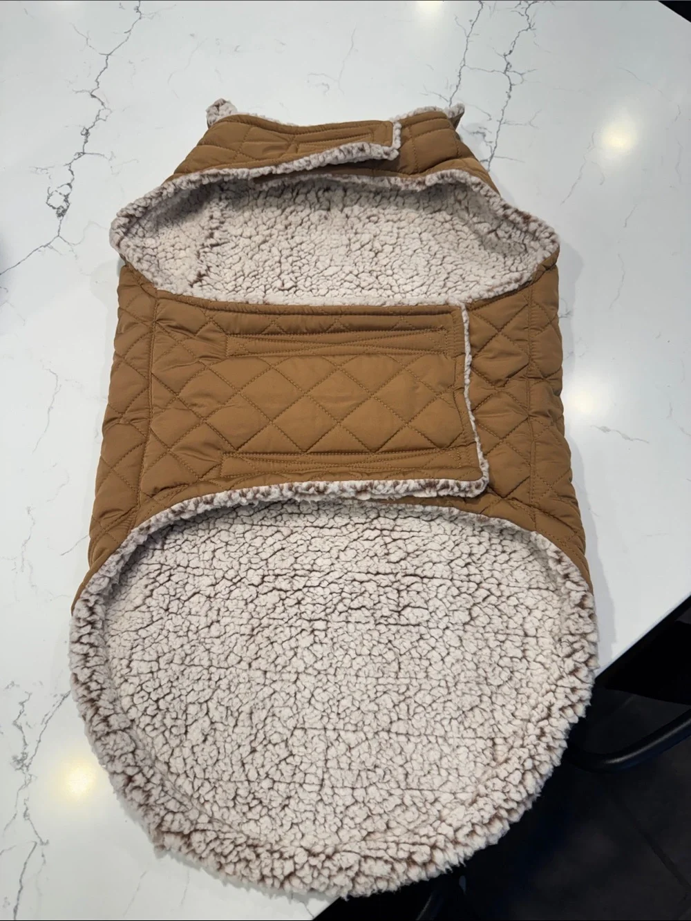 Free Country Quilted Dog Jacket - Tan Brown Sherpa lined
